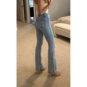 Daze Go-Getter Light Wash Distressed High-Rise Flare Jeans